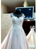 Cap Sleeves Lace Tulle Plus Size Wedding Dress